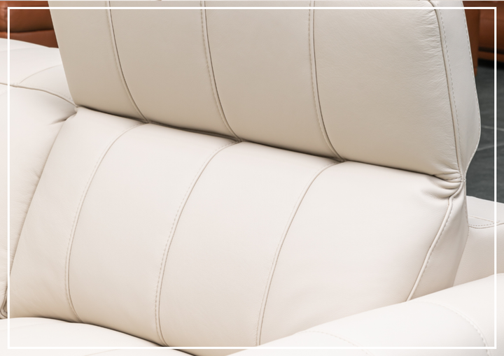 Capri Power Reclining Sofa | Beige Leather| Power Footrest | Klaussner