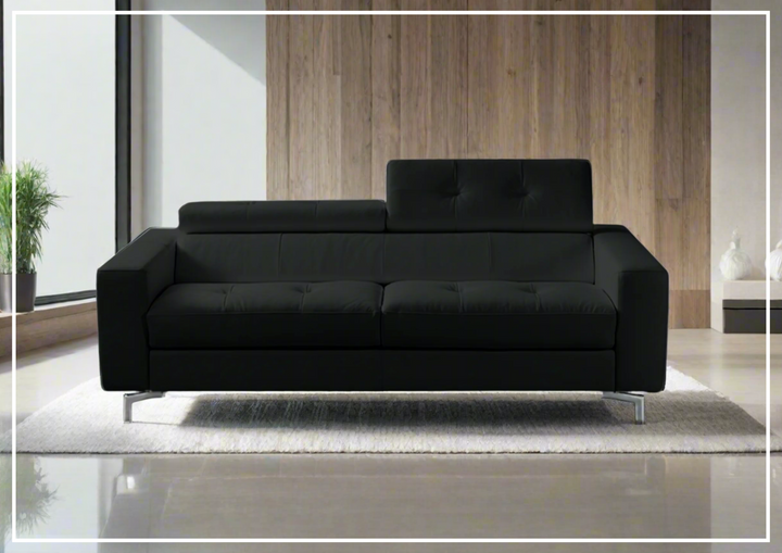 Kathy Ireland Tevere Top Grain Leather Queen Sleeper Sofa with Chrome Legs-Jennihome