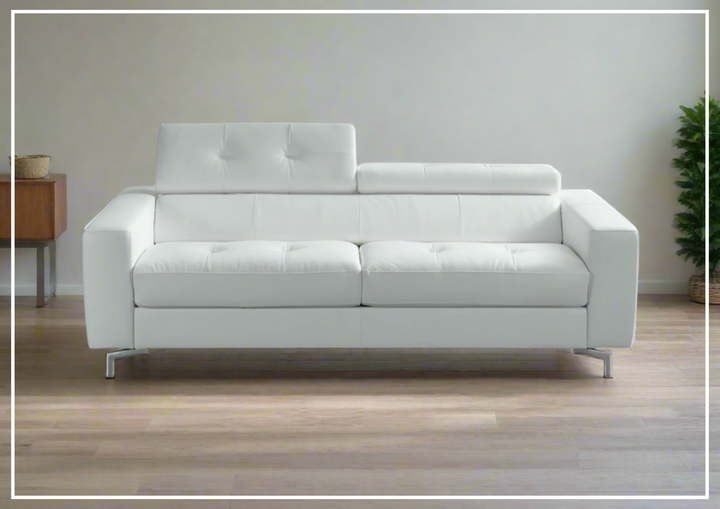 Kathy Ireland Tevere Top Grain Leather Queen Sleeper Sofa with Chrome Legs-Jennihome
