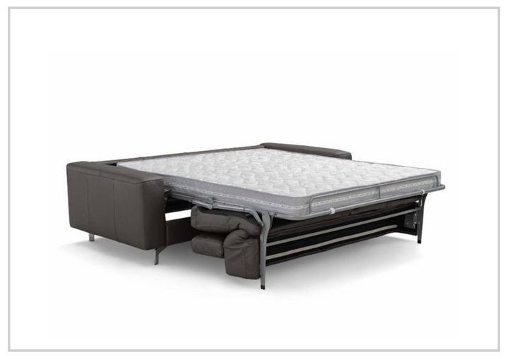Kathy Ireland Tevere Top Grain Leather Queen Sleeper Sofa with Chrome Legs-Jennihome