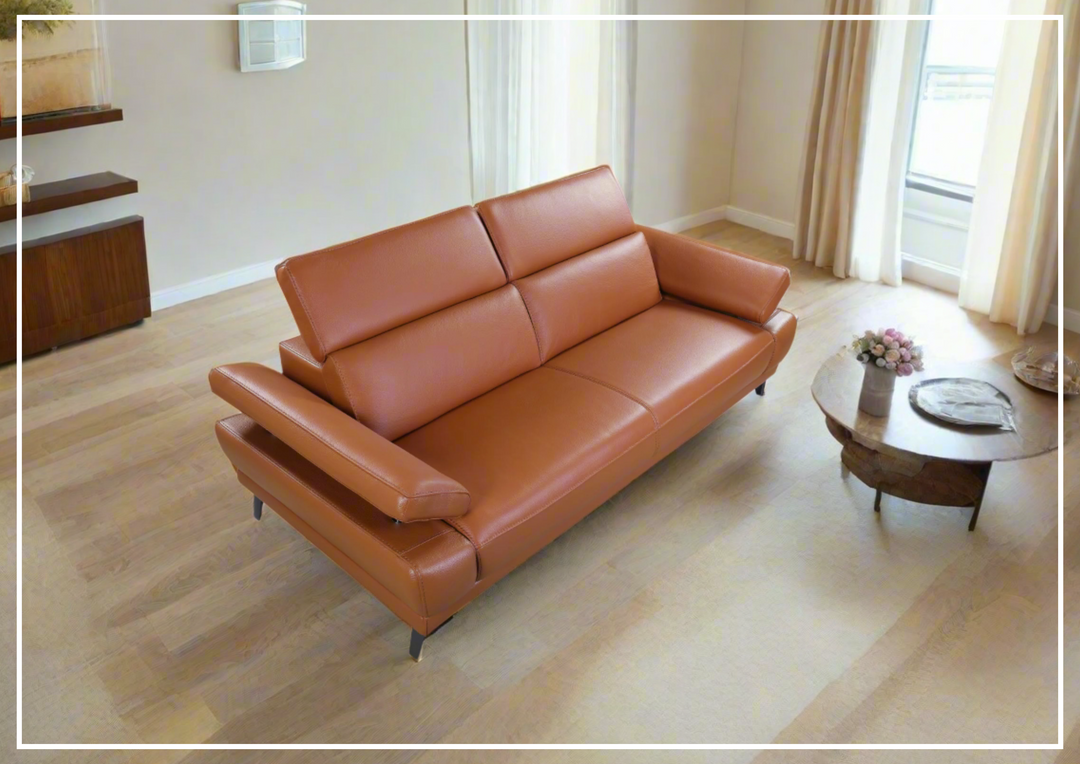 Gio Italia Mercer Leather Loveseat With Adjustable Headrest - Jennihome