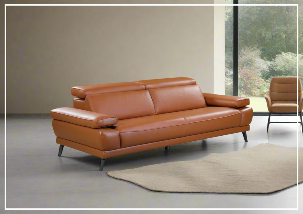 Mercer Leather Sofa with Adjustable Headrests