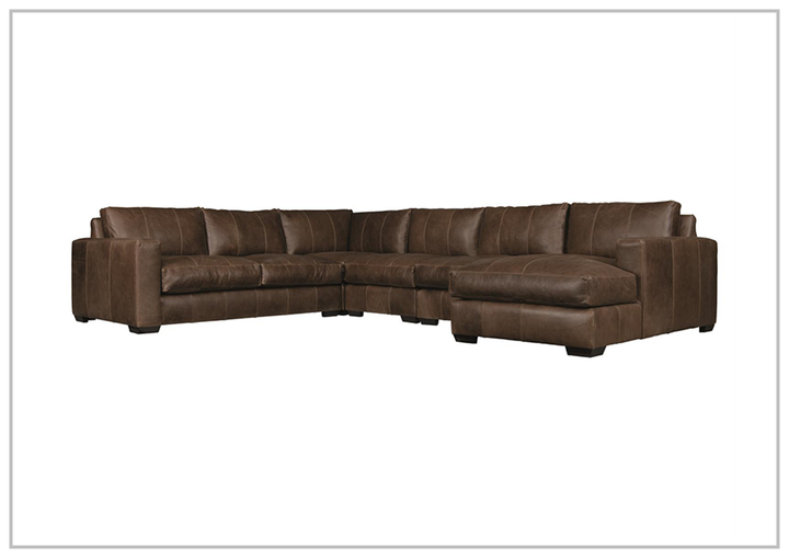 Bernhardt Dawkins Leather Sectional Sofa in Walnut Finish