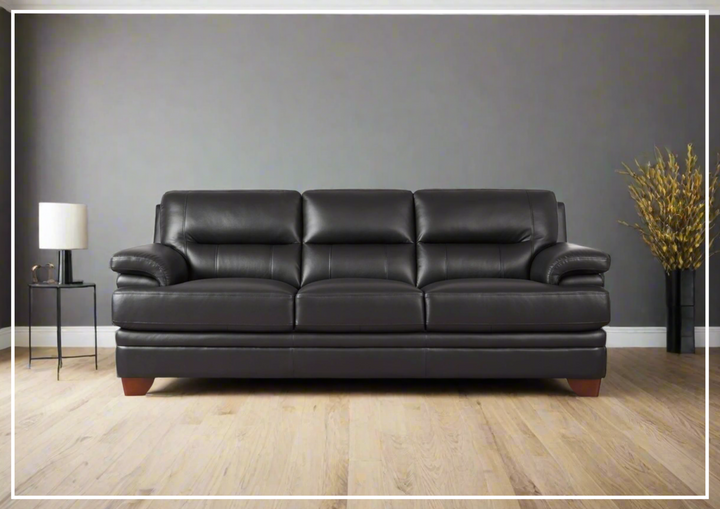 Hydeline Luxor Leather Sofa With Wooden Legs-Jennihome