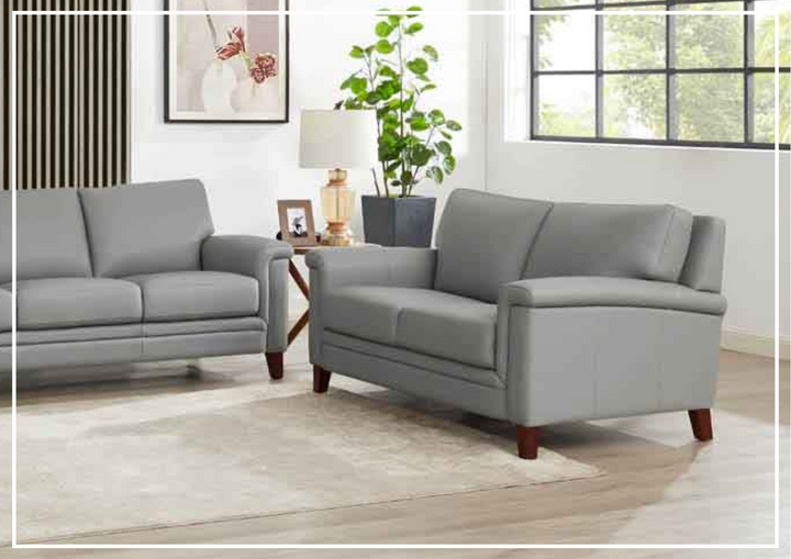 Hydeline Westcott Leather Loveseat Sofa with Tapered Wood Legs-Jennihome