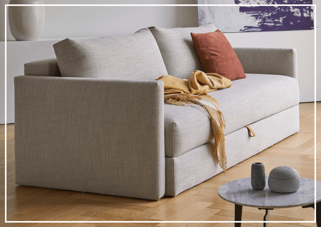 Innovation Living Tripi 2-Seater Fabric Sleeper Sofa With Large Integrated Storage-Jennihome