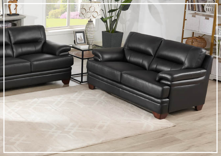 Hydeline Luxor Leather Loveseat With Wooden Legs-Jennihome