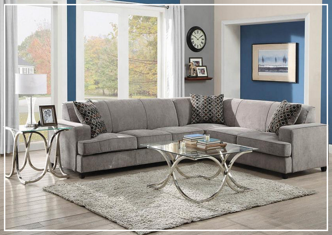 Gio Italia Tess Microvelvet Queen Sleeper Sectional in Gray