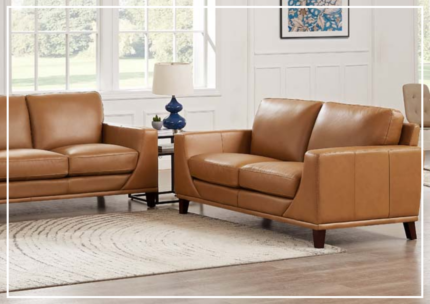 Hydeline Soma Leather Brown Loveseat Sofa-Jennihome