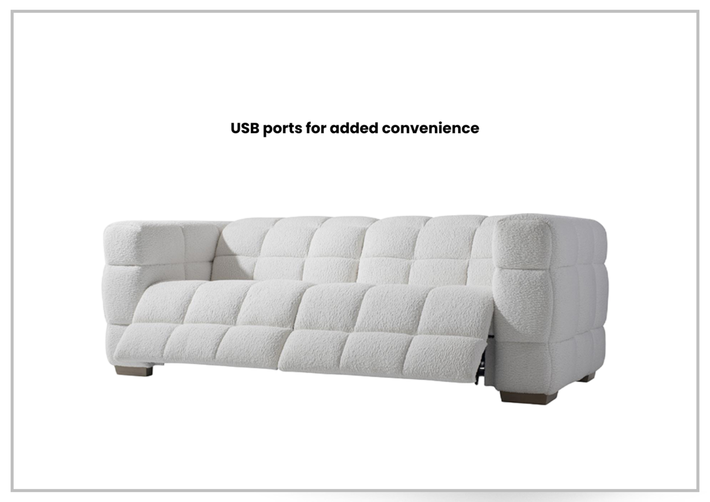 Bernhardt Solari Fabric Power Motion Sofa with USB Ports in White & Cream