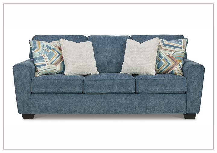 Claire 3 Seater Fabric Queen Sleeper Sofa in Blue Color