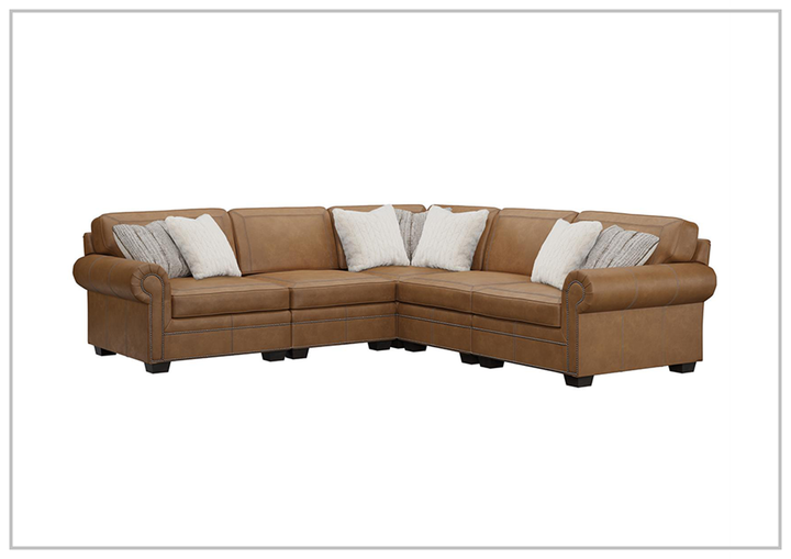 Bernhardt Grandview L-Shaped Leather Sectional Sofa in Mocha Finish