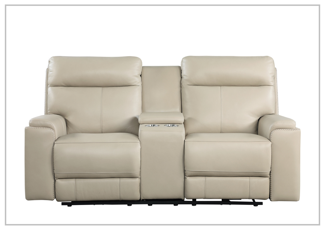 Gio Italia Bruna Power Reclining Leather Loveseat With Console-Jennihome