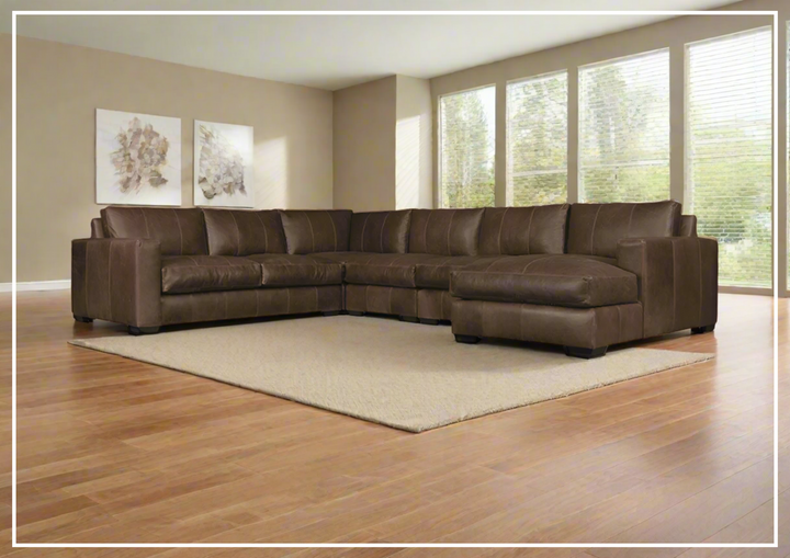 Bernhardt Dawkins Leather Sectional Sofa in Walnut Finish