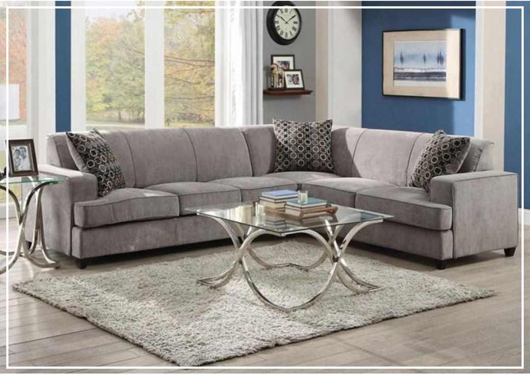 Gio Italia Tess Microvelvet Queen Sleeper Sectional in Gray