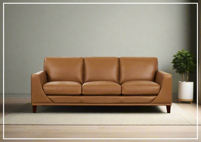 Hydeline Soma Leather Brown Sofa-Jennihome