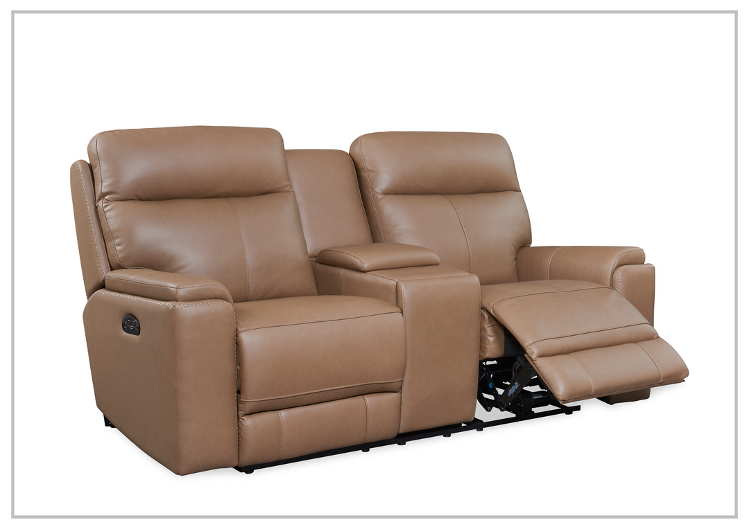 Gio Italia Bruna Power Reclining Leather Loveseat With Console-Jennihome