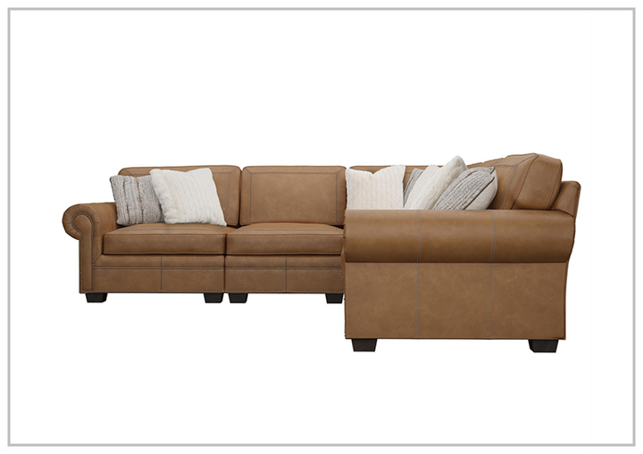 Bernhardt Grandview L-Shaped Leather Sectional Sofa in Mocha Finish