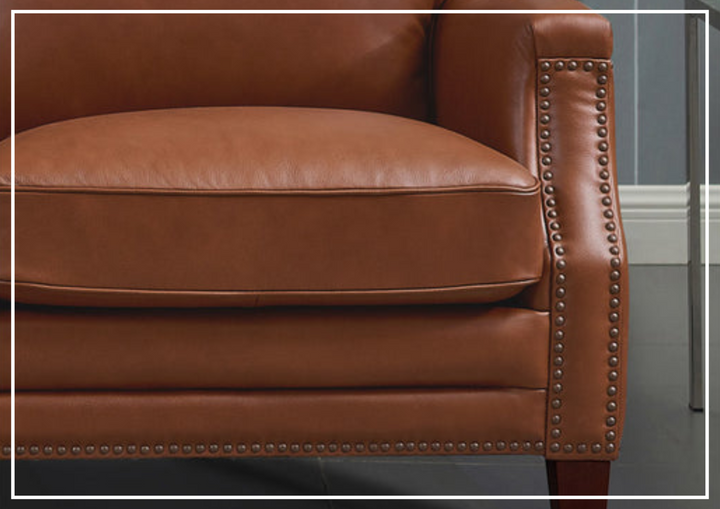 Hydeline Camano Leather Sofa With Nail-Head Finish