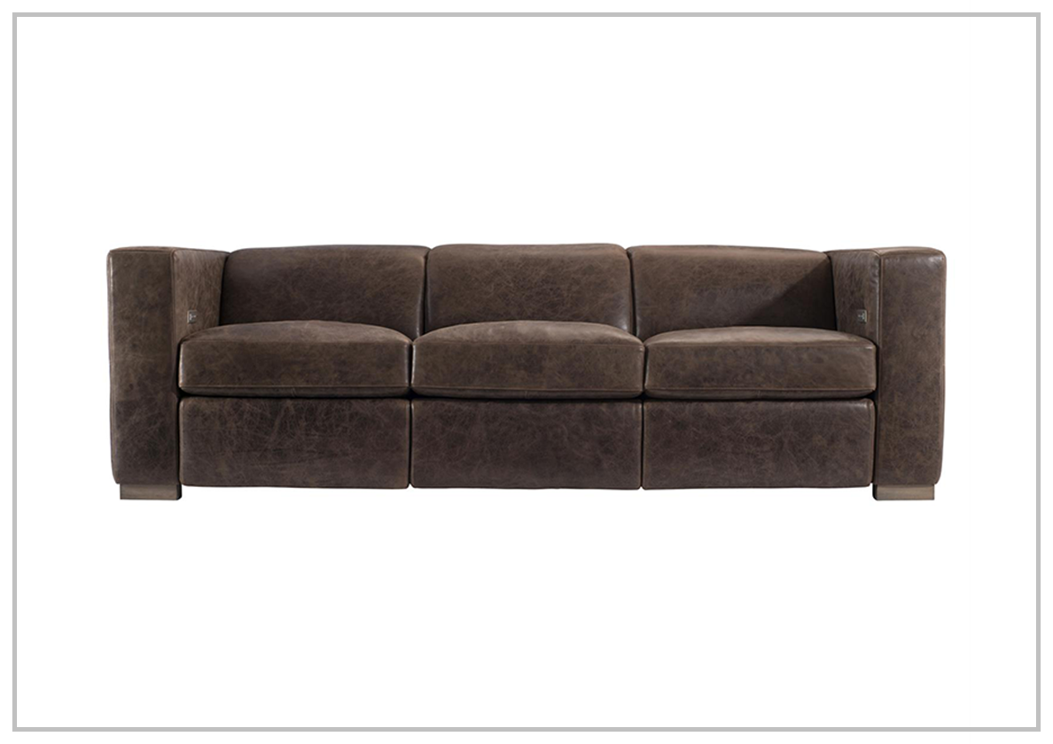 Bernhardt Arrezio Light Brown Leather Power Motion Sofa