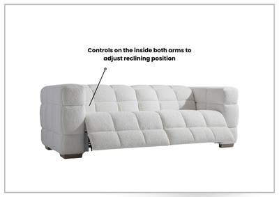 Bernhardt Solari Fabric Power Motion Sofa with USB Ports in White & Cream