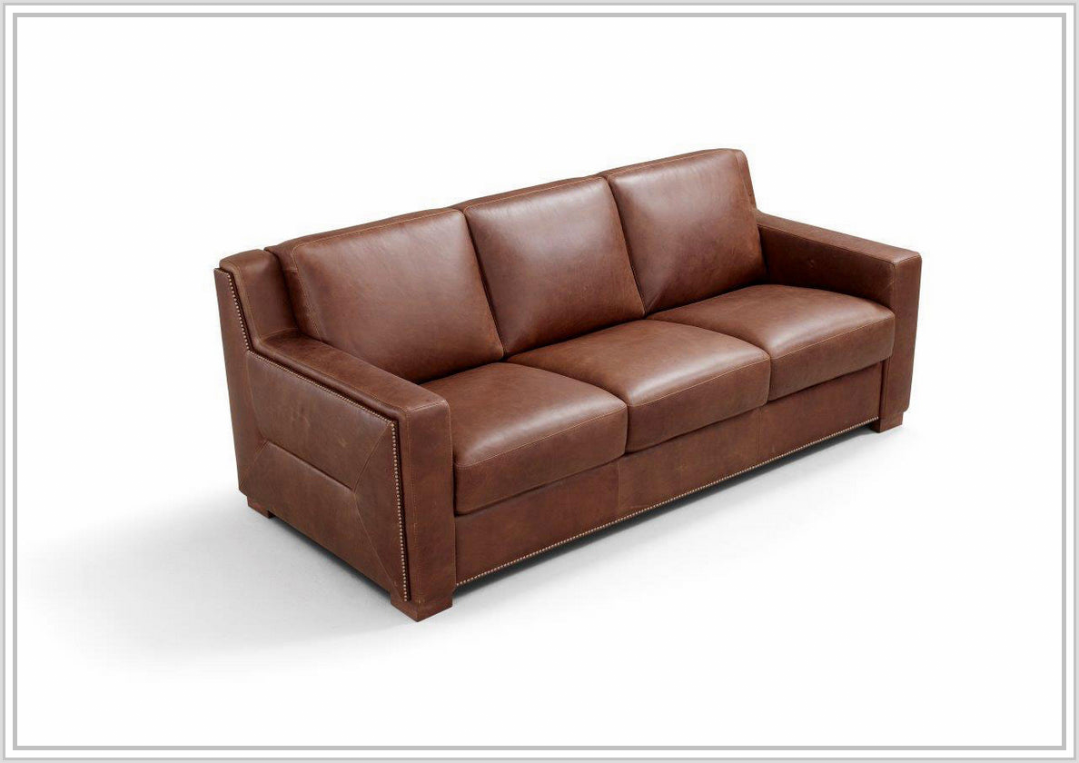 Kathy Ireland Alaves Brown Leather Queen Sleeper Sofa