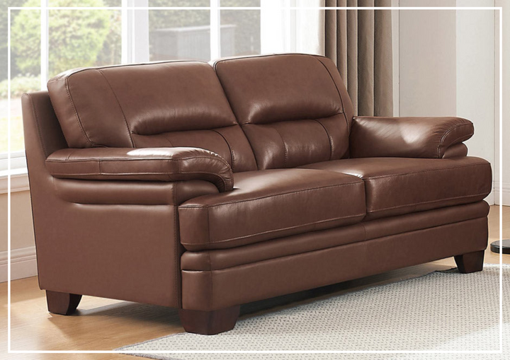 Hydeline Luxor Leather Loveseat With Wooden Legs-Jennihome