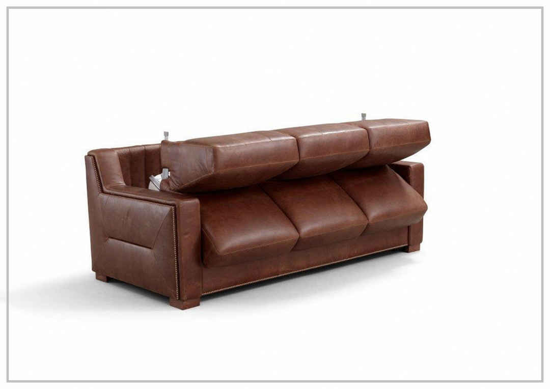 Kathy Ireland Alaves Brown Leather Queen Sleeper Sofa