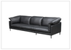 Klaussner Dolce Black Leather 3-Seater Stationary Sofa-Jennihome