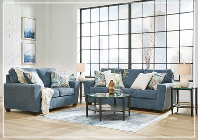 Claire 3 Seater Fabric Queen Sleeper Sofa in Blue Color