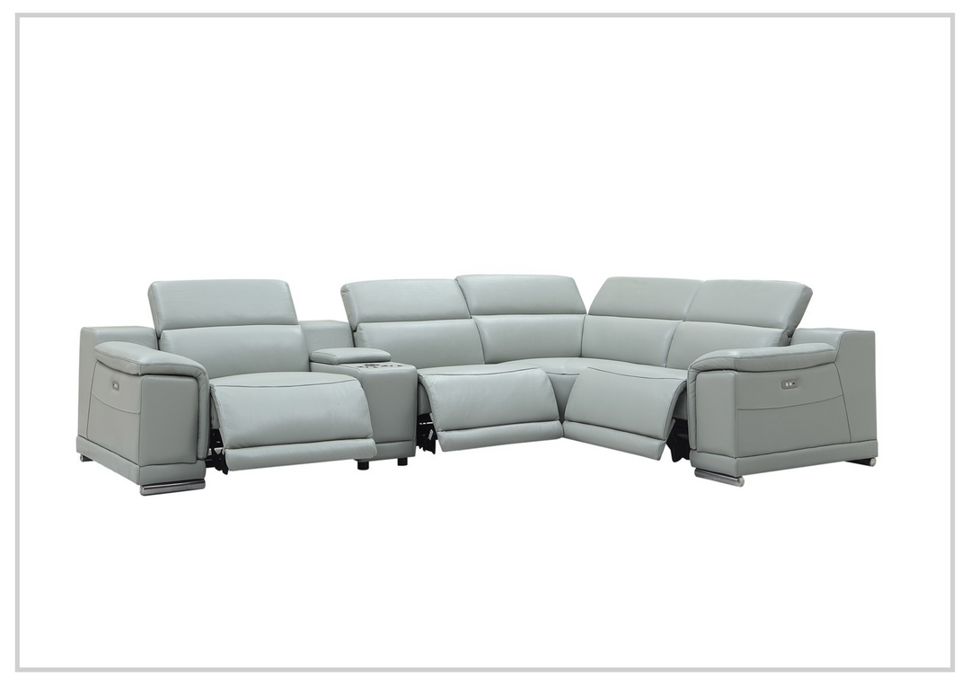 Gio Italia Hartley Power Motion Leather Sectional Sofa with Storage in Light Gray - jennihome