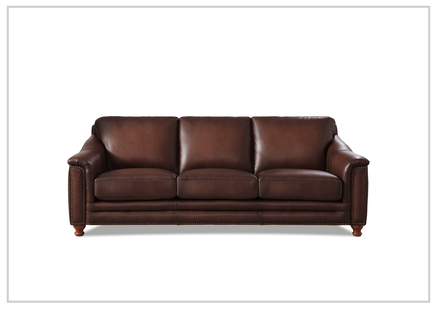 Hydeline Belfast Leather Sofa With Nail-Head Finish