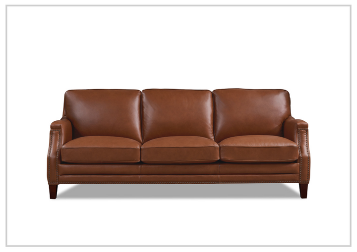 Hydeline Camano Leather Sofa With Nail-Head Finish
