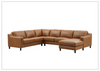 Hydeline Bella U-Shape Leather Sectional Sofa with Chaise in Brown-Jennihome