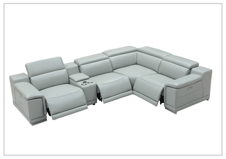 Gio Italia Hartley Power Motion Leather Sectional Sofa with Storage in Light Gray - jennihome