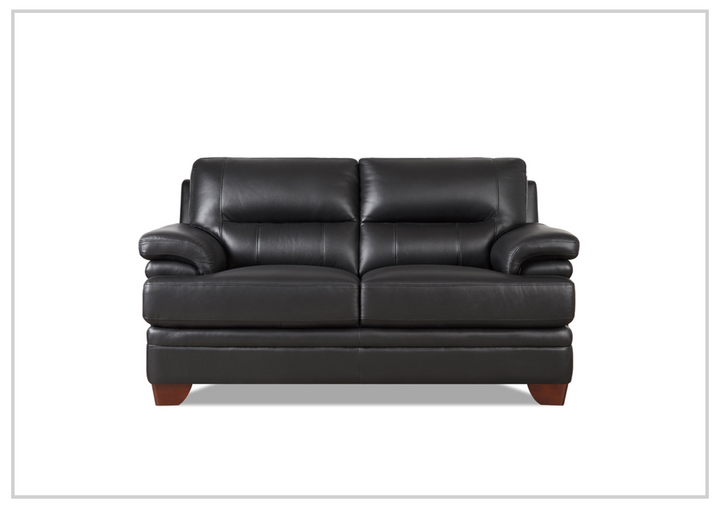 Hydeline Luxor Leather Loveseat With Wooden Legs-Jennihome