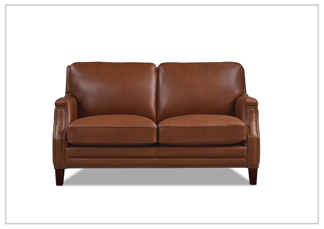 Hydeline Camano Leather Loveseat With Nail-Head Finish-Jennihome