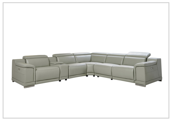 Gio Italia Hartley Power Motion Leather Sectional Sofa with Storage in Light Gray - jennihome