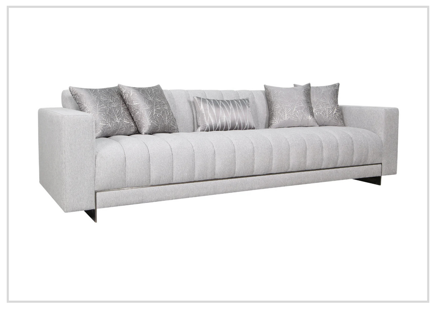 Gio Italia Talento Three-Seater Long Tufted Sofa with Modern Track Arms