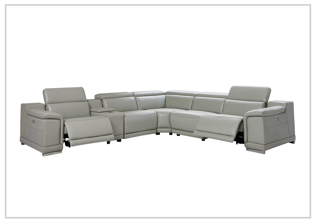 Gio Italia Hartley Power Motion Leather Sectional Sofa with Storage in Light Gray - jennihome