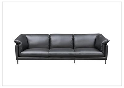 Klaussner Dolce Black Leather 3-Seater Stationary Sofa-Jennihome