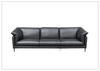 Klaussner Dolce Black Leather 3-Seater Stationary Sofa-Jennihome