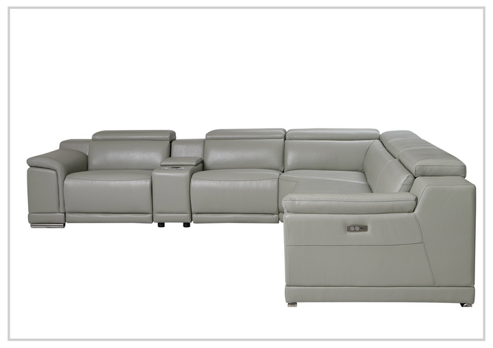 Gio Italia Hartley Power Motion Leather Sectional Sofa with Storage in Light Gray - jennihome