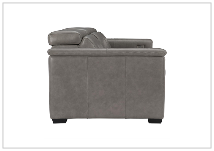 Bernhardt Lioni Gray Leather Power Motion Sofa in Mocha Finish