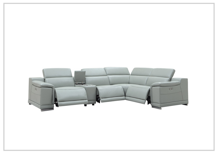 Gio Italia Hartley Power Motion Leather Sectional Sofa with Storage in Light Gray - jennihome