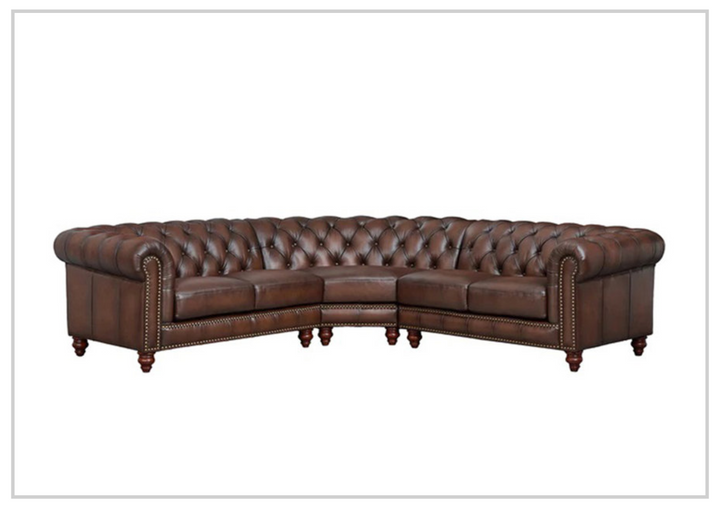 Hydeline Alton Bay Leather Sectional Sofa With Nail-Head Finish-Jennihome