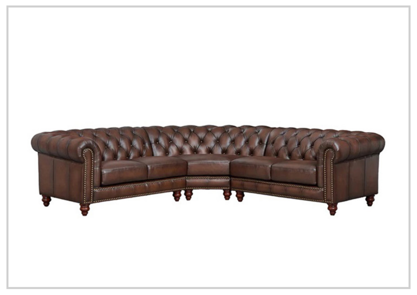 Hydeline Alton Bay Leather Sectional Sofa With Nail-Head Finish-Jennihome