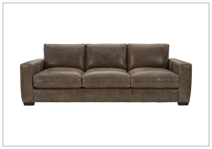 Bernhardt Dawkins Leather Sofa with Walnut Finish- Jennihome