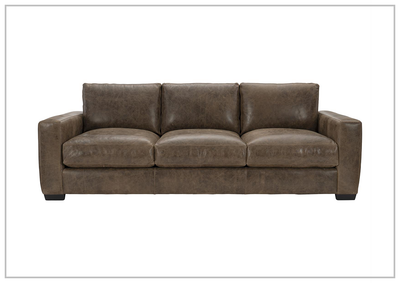 Bernhardt Dawkins Leather Sofa with Walnut Finish- Jennifer furniture