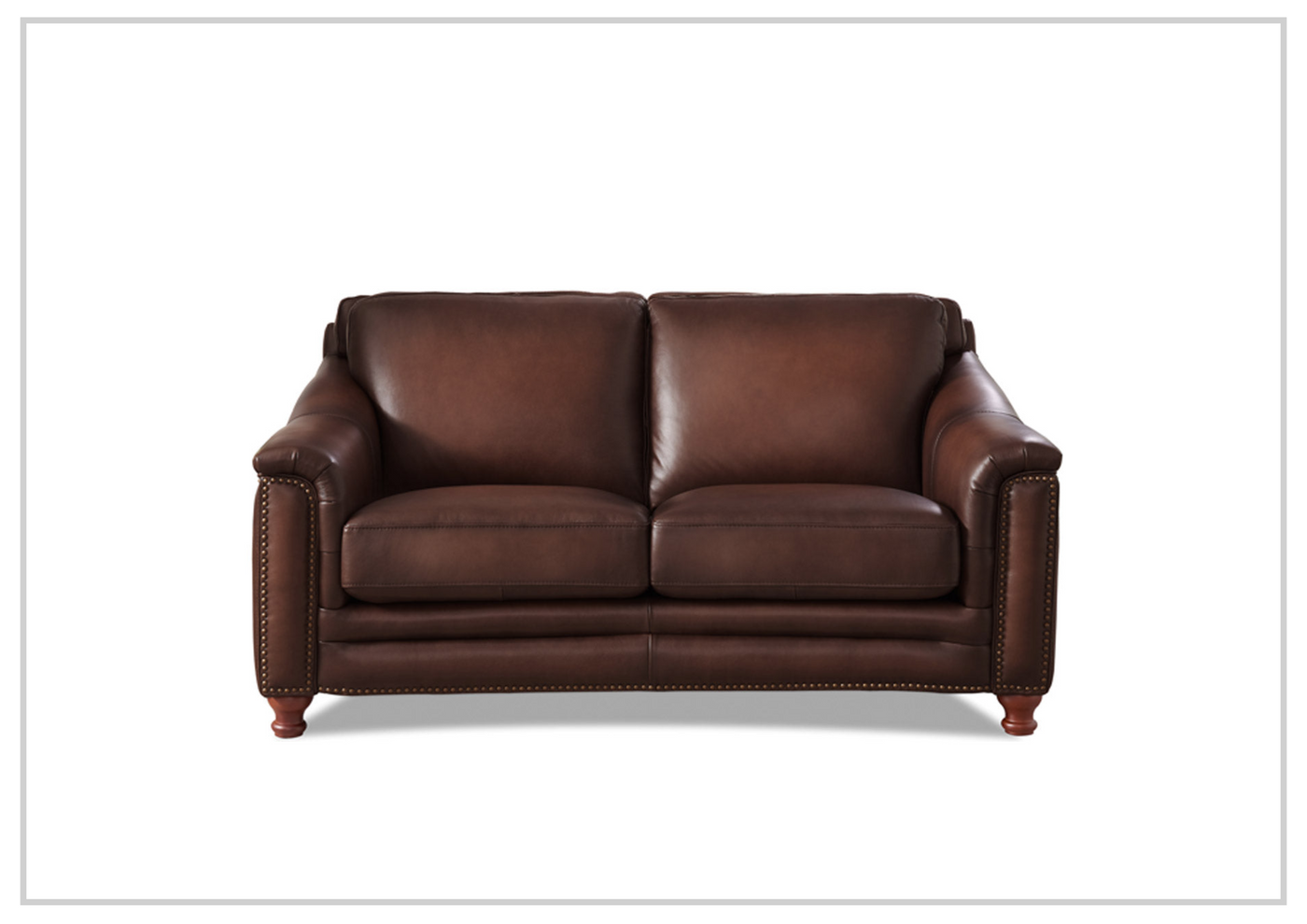 Hydeline Belfast Leather Loveseat With Nail-Head Finish-Jennihome